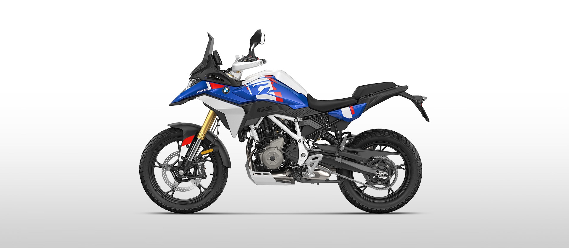 Modelul F 450 GS Trophy de la BMW Motorrad în albastru Racing metalizat