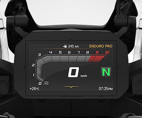 Vederea afișajului TFT de 6,5 inch al F 850 GS Adventure.