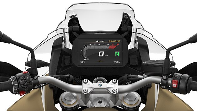 Vederea afișajului TFT de 6,5 inch al F 850 GS Adventure.