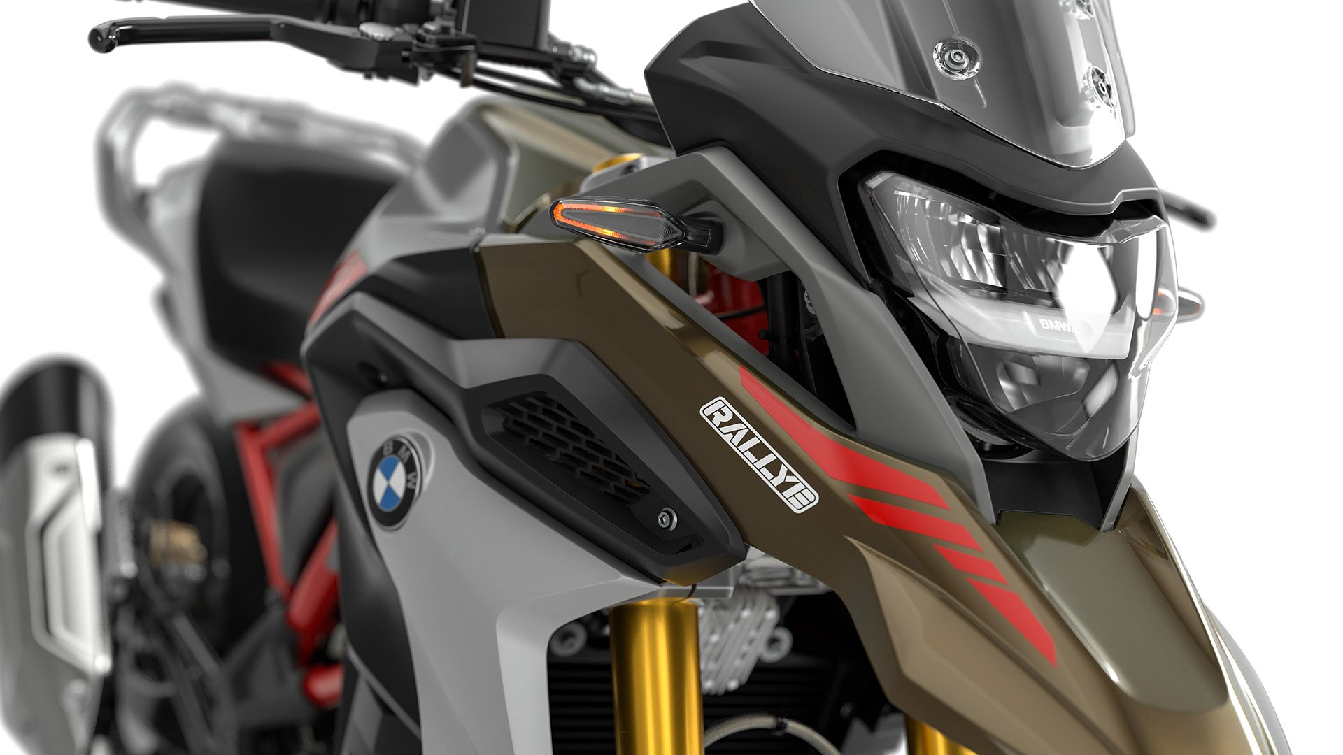 În imagine vedem farurile cu leduri cu lumini de zi de la modelul F 310 GS.