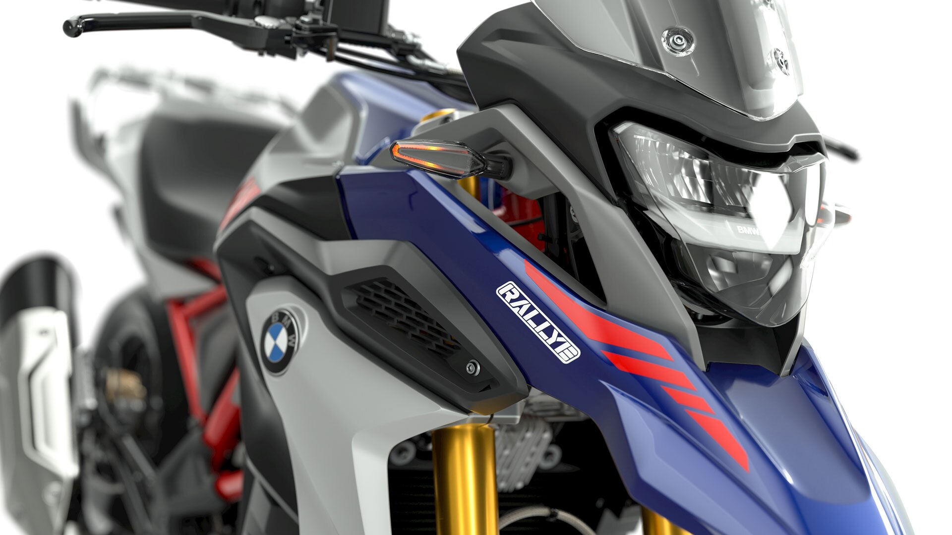În imagine vedem farurile cu leduri cu lumini de zi de la modelul F 310 GS.