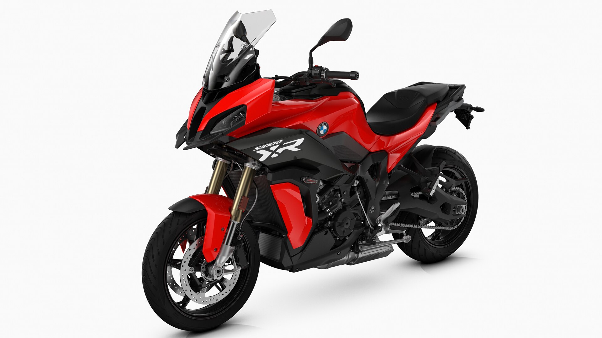 We see the S 1000 XR in a three-quarter front view.