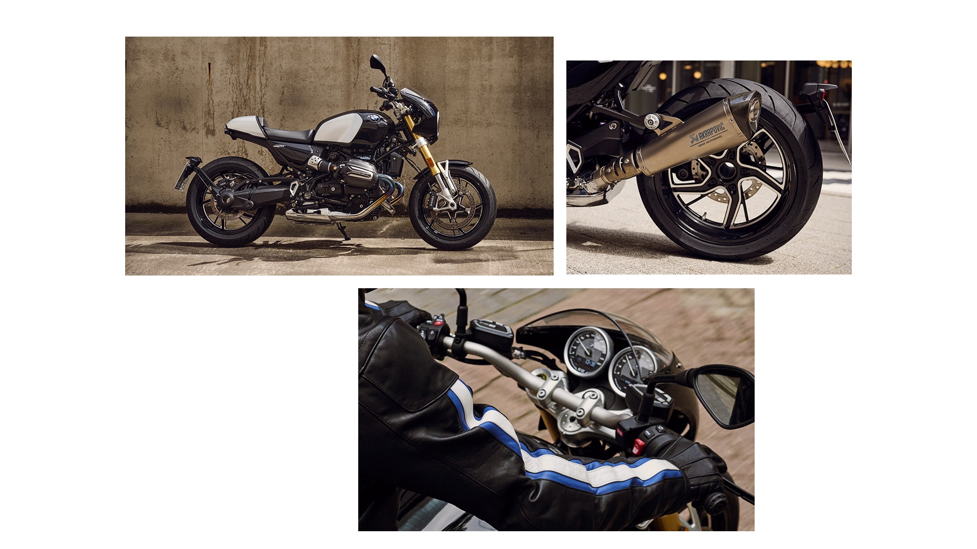 Colaj cu caracteristici principale de design ale roadsterului stilat R 12 nineT de la BMW Motorrad