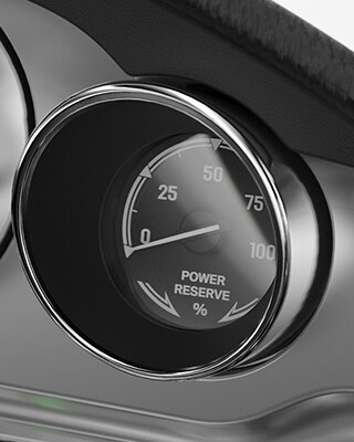 Afișajul Power Reserve ca instrument rotund clasic.