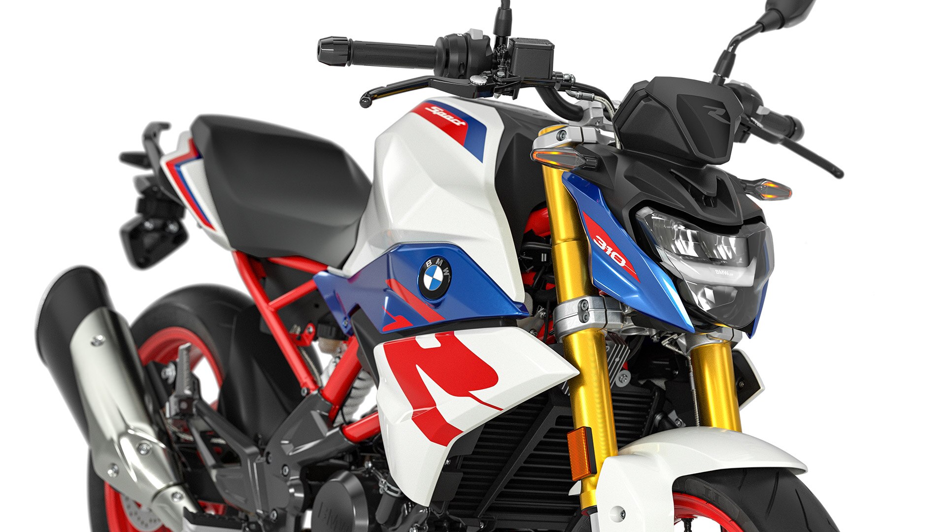 În imagine vedem farul și semnalizatoarele cu leduri standard pentru modelul G 310 R.
