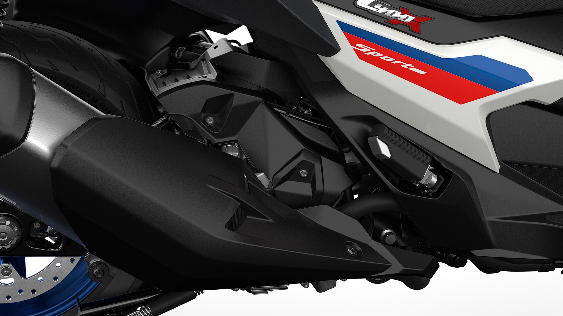 Vedem motorul monocilindru cu ardere internă al modelului C 400 X.